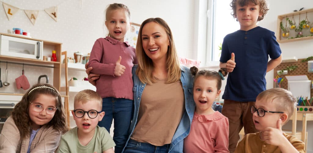 WonderWise teacher with children in daycare